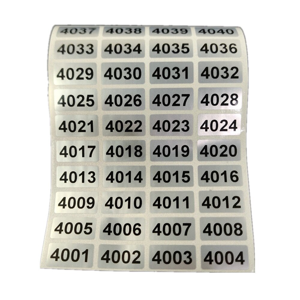 1000 etiketten Fortlaufende Nummer Inventar Lagerung Aufkleber Wasserdicht 20mm x 10mm 001 zu 10000 Für Wahl: 4001 zu 5000