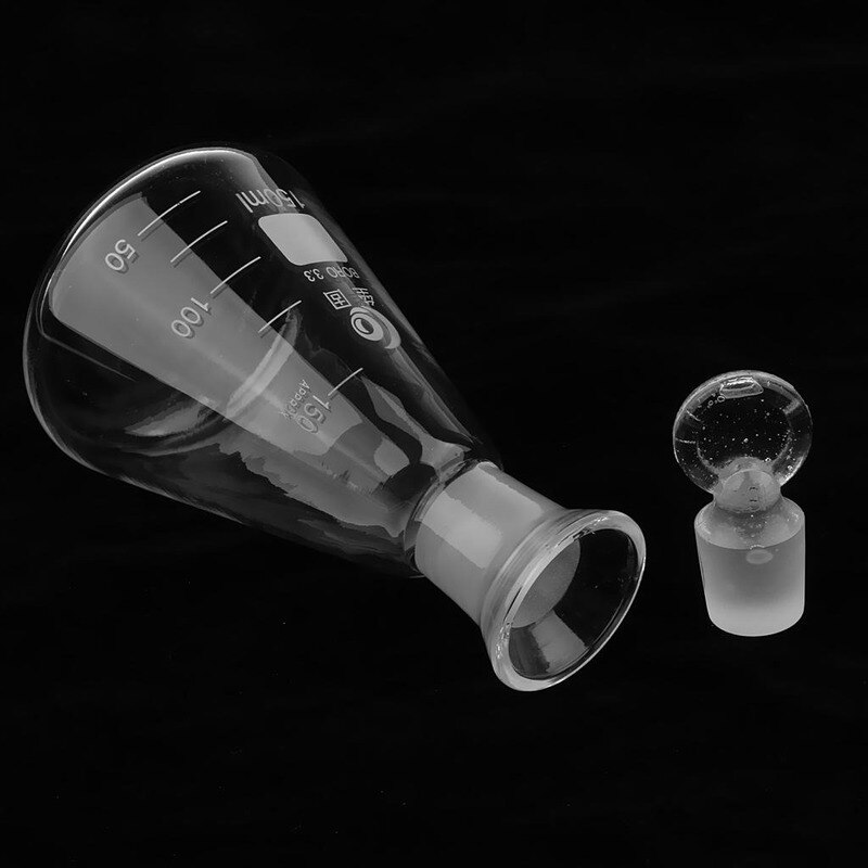 2Pcs Laboratory Borosilicate Glass Narrow Neck Erlenmeyer Conical Flasks With Ground-in Stoppers 50ml/100ml/150ml/250ml