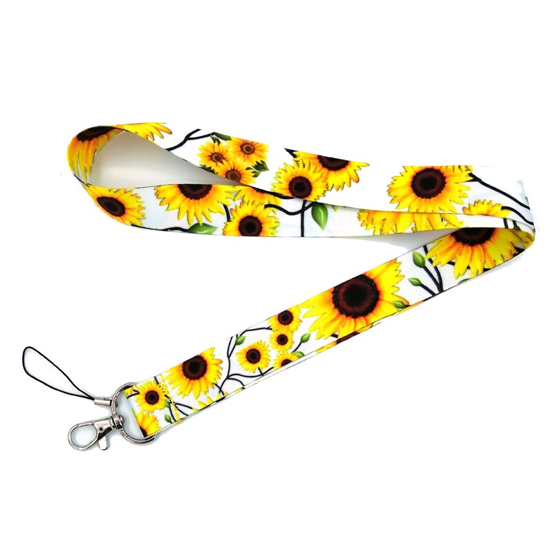 Girassóis flores pescoço cinta cordão chaveiro do telefone móvel pulseira id crachá titular chaveiro chaveiro acessórios cosplay presentes: 5