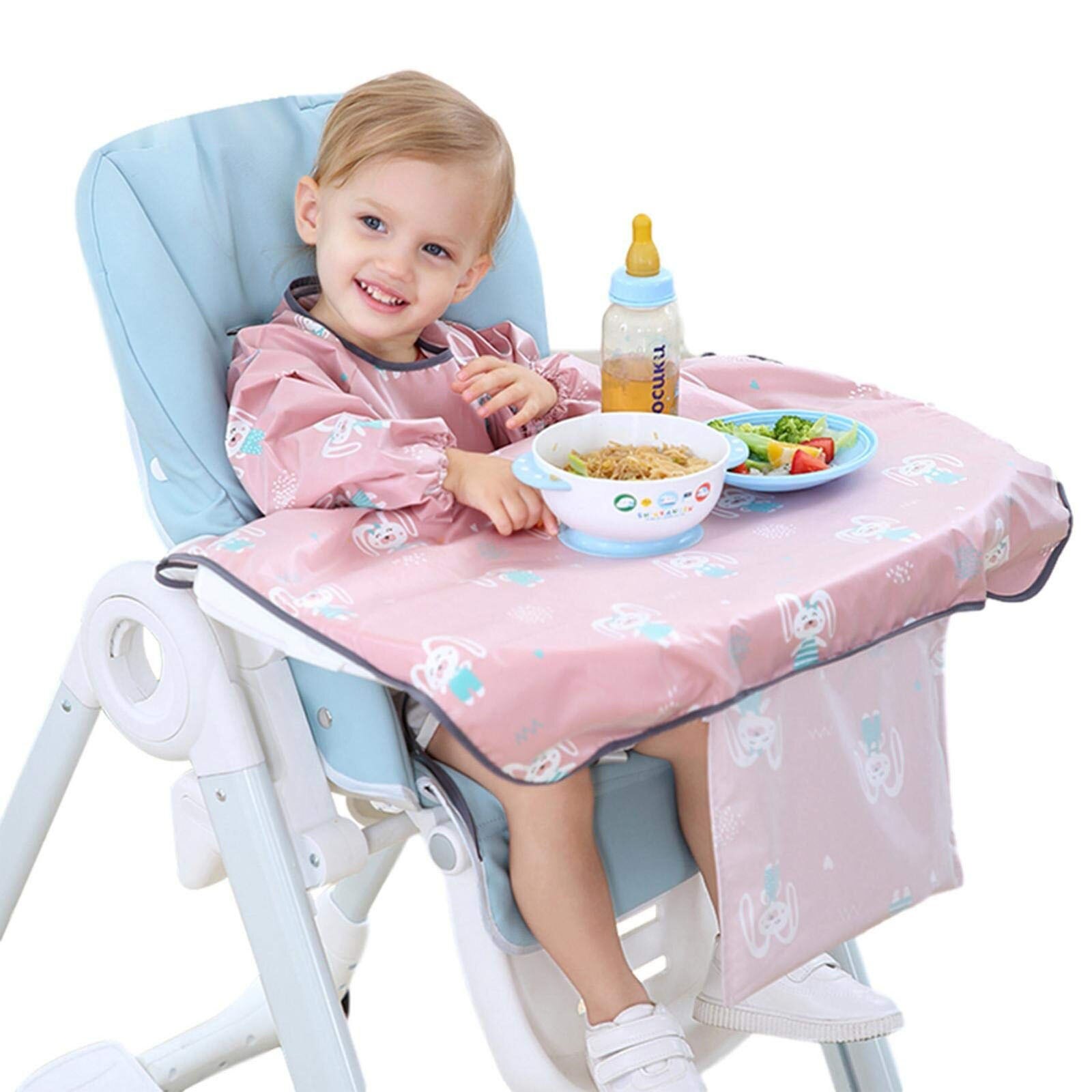 Baby Lange Mouwen Bib Set Te Reinigen Te Droog Waterdichte Lichtgewicht Verstelbare Overall Met Tafelkleed Voor 6-36 Maanden: Pink 