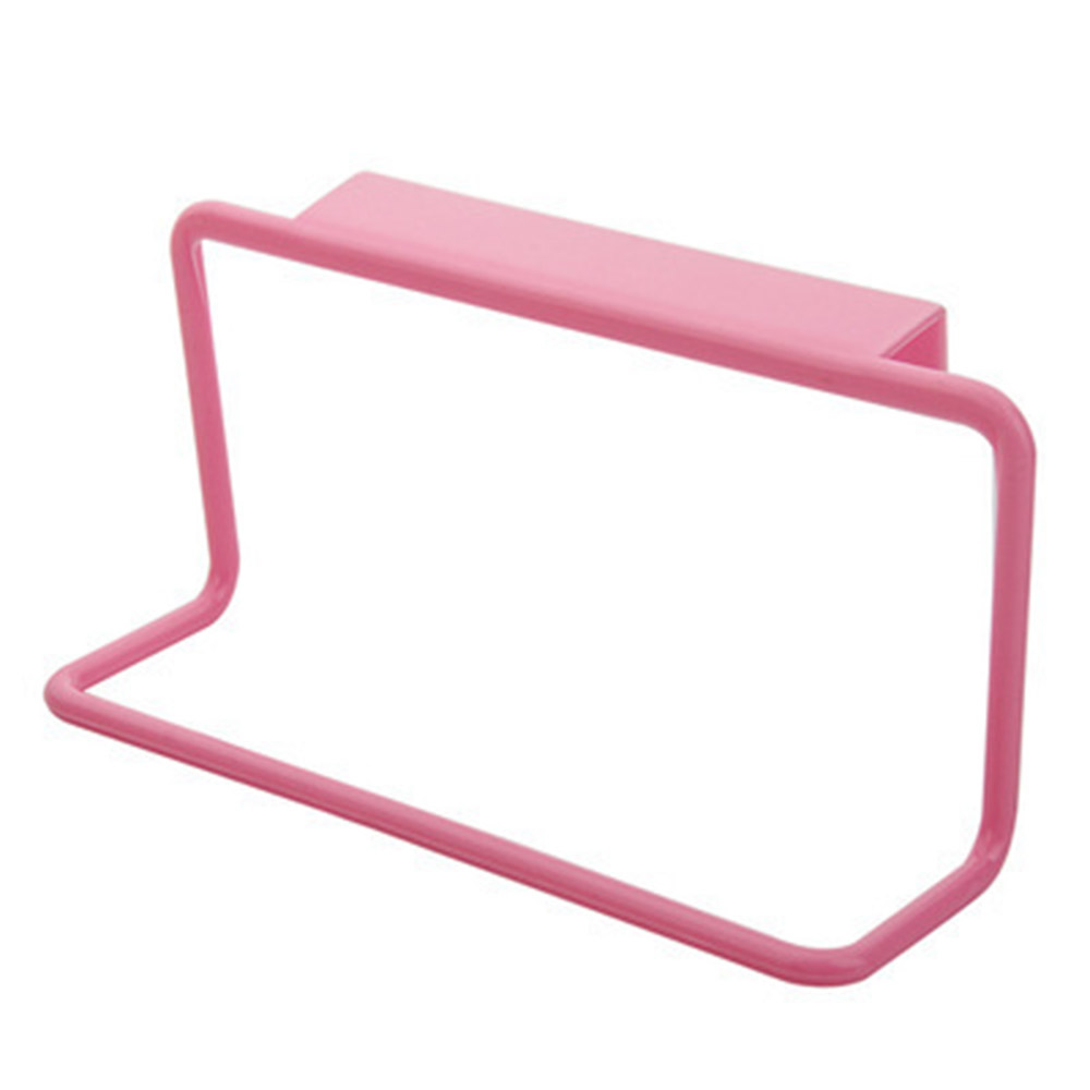 Towel Rack Hanging Holder Organizer Bathroom Kitchen Cabinet Cupboard Hanger Towel Sponge Holder Storage Rack For Bathroom: Pink