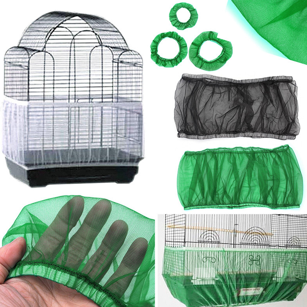 Soft Nylon Airy Fabric Mesh Bird Cage Cover Dust-proof Shell Skirt Case Catcher Guard Bird Pet Parrot Cage Protective Cover