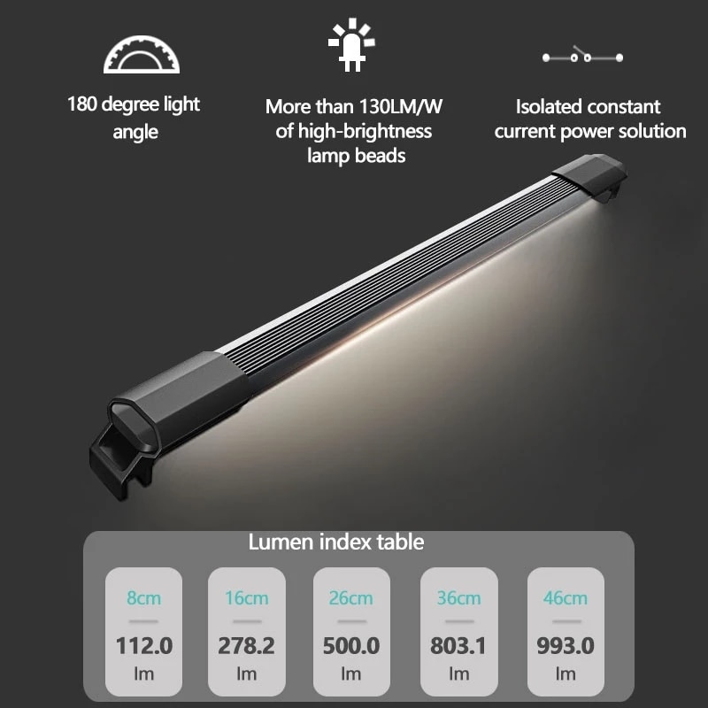 Plant Grow Aquarium Light Reef Fish Tank Lights For Aquarium 9-56CM Underwater Waterproof Aquatic Plants Lamp White Blue Color