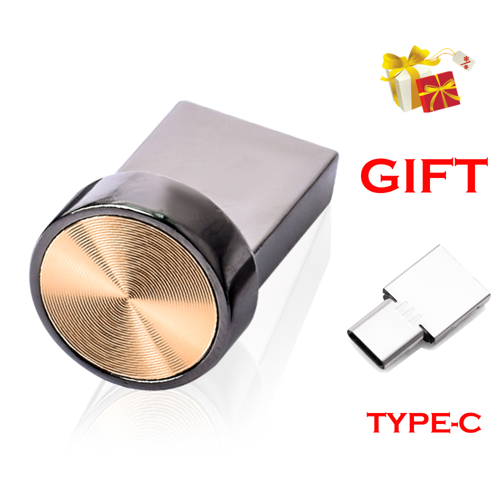 Jaster Mini Knop Usb Flash Drive 128Gb Draagbare Metalen Geheugenstick 64Gb Echte Capaciteit Pen Drive 32Gb Vrije TYPE-C Adapters 16Gb: Goud / 120GB