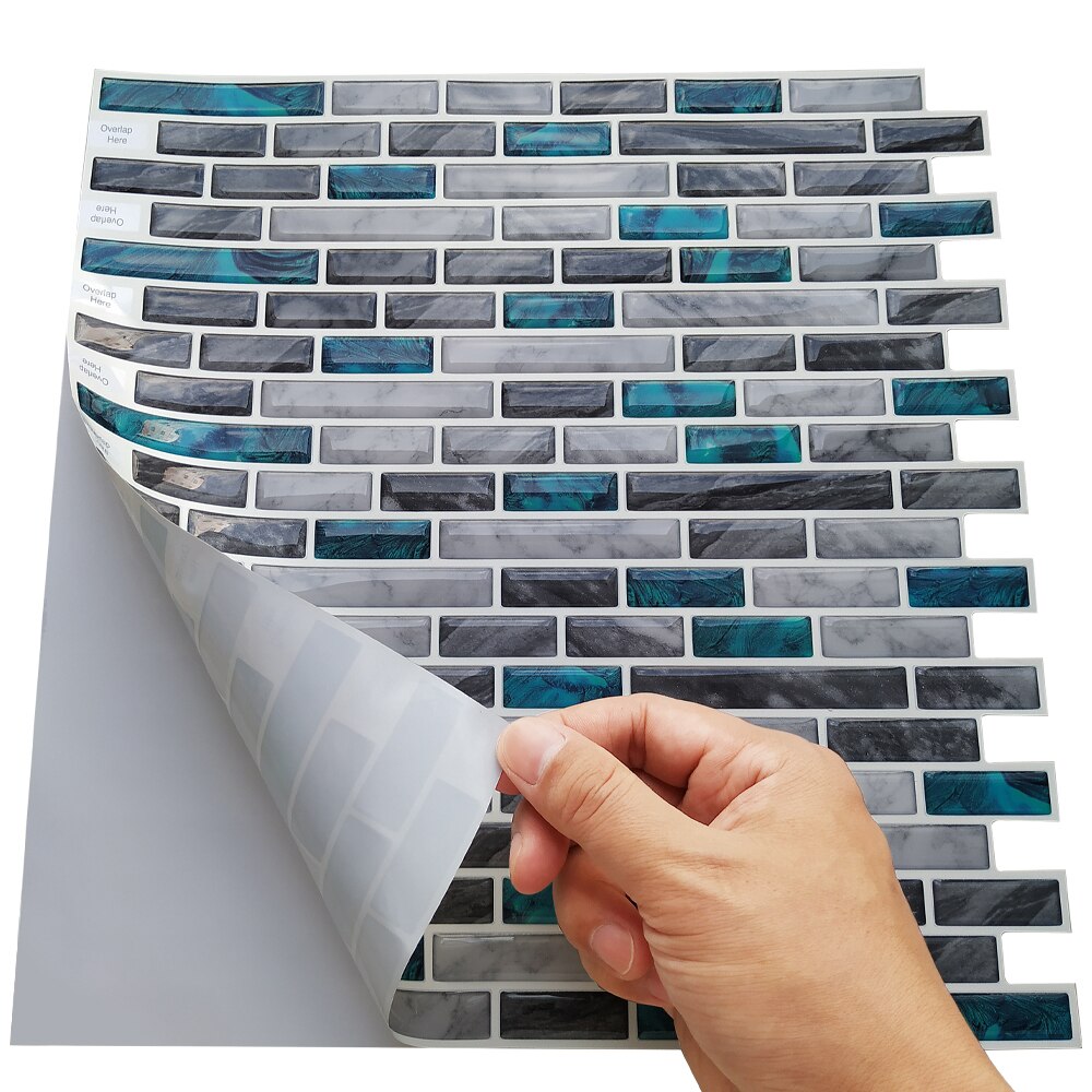 Heminredning vattentät vinyl självhäftande mosaik kakel 3d väggdekal klistermärke självhäftande kök badrum 1 ark