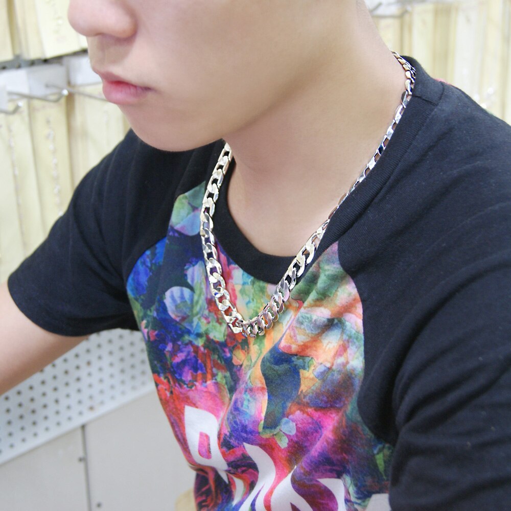 Mannen Originele Zilveren Ketting Klassieke 925 Sterling Zilveren Ketting 12 Mm Cubaanse Ketting Hip Hop Stijl partij Sieraden