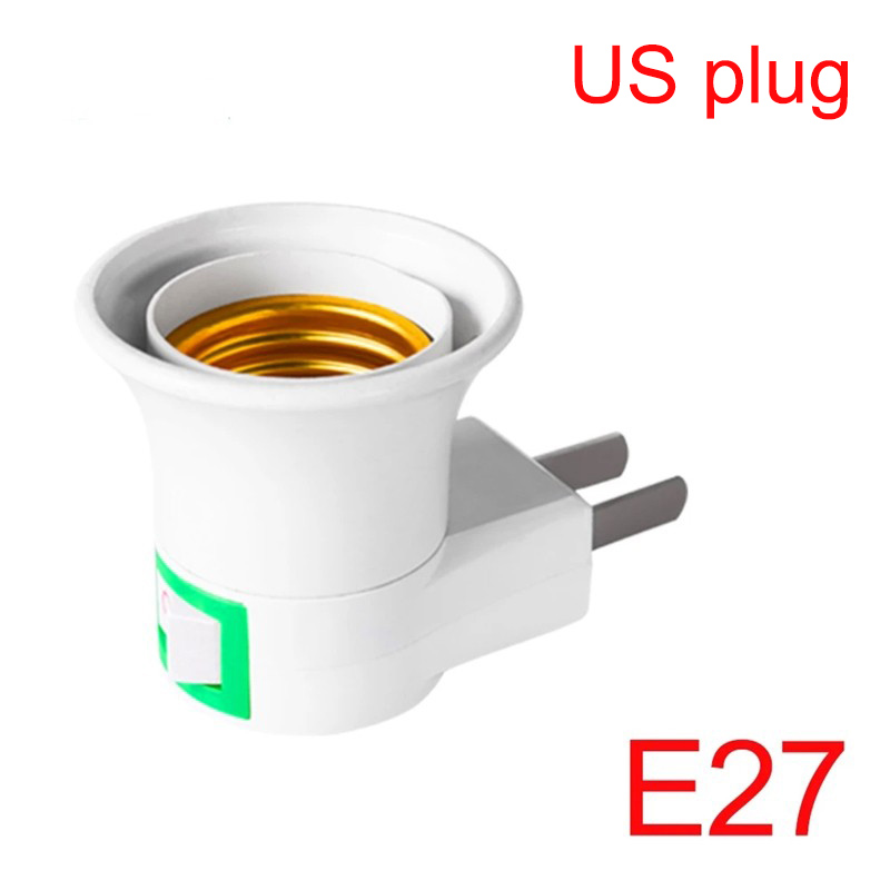 1PC E27 Socket Adapter LED Light To EU/US Plug Holder Converter ON/OFF Practical Lamps Accessories For Bulb Camera Base: US-1