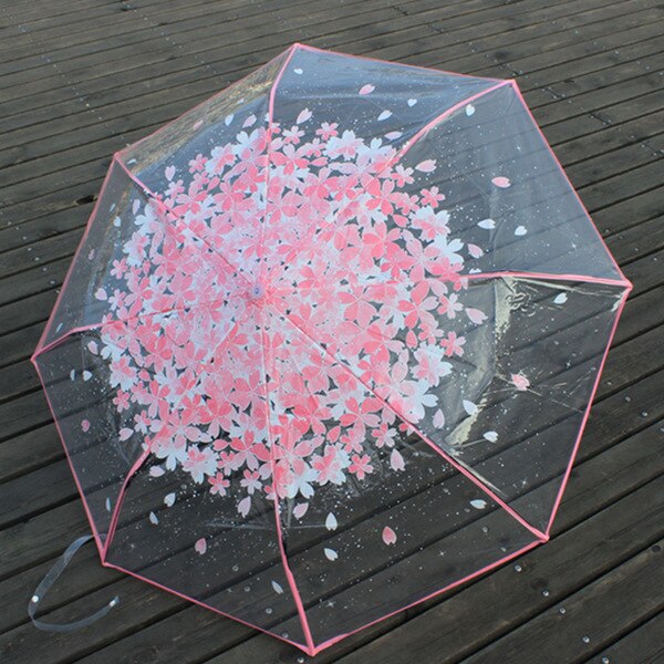 Flor de Cerezo transparente Paraguas de lluvia de las mujeres 3 plegable de La Flor de Sakura Paraguas mujer lluvia herramientas sol sombrilla Paraguas... Paraguas