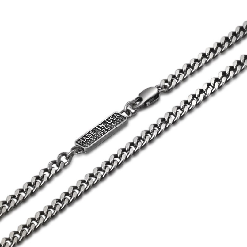 Ægte ren 925 sterling sølv halskæder til mænd personlighed ru vintage chockers link 3.5mm kæde punk smykker