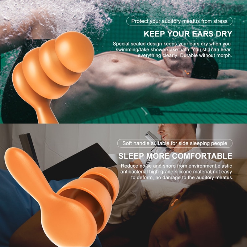 Cbmmaker 2 Pairs/Waterdicht Geluidsdichte Oordopjes Slapen Oordopjes Sterke Anti-geluid Oordopjes Waterdichte Siliconen Zwemmen Oordopjes