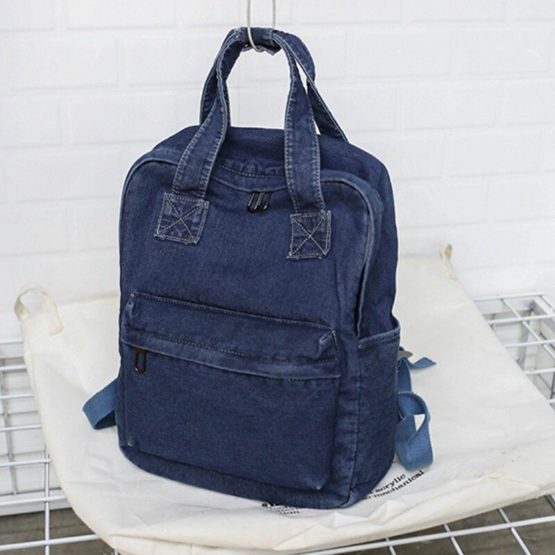 Longmiao Denim Jeans Vrouwen Rugzak Voor School Tieners Meisjes Vintage Stijlvolle Schooltassen Dames Rugzak Vrouwelijke Boekentas Mochila: Deep Blue