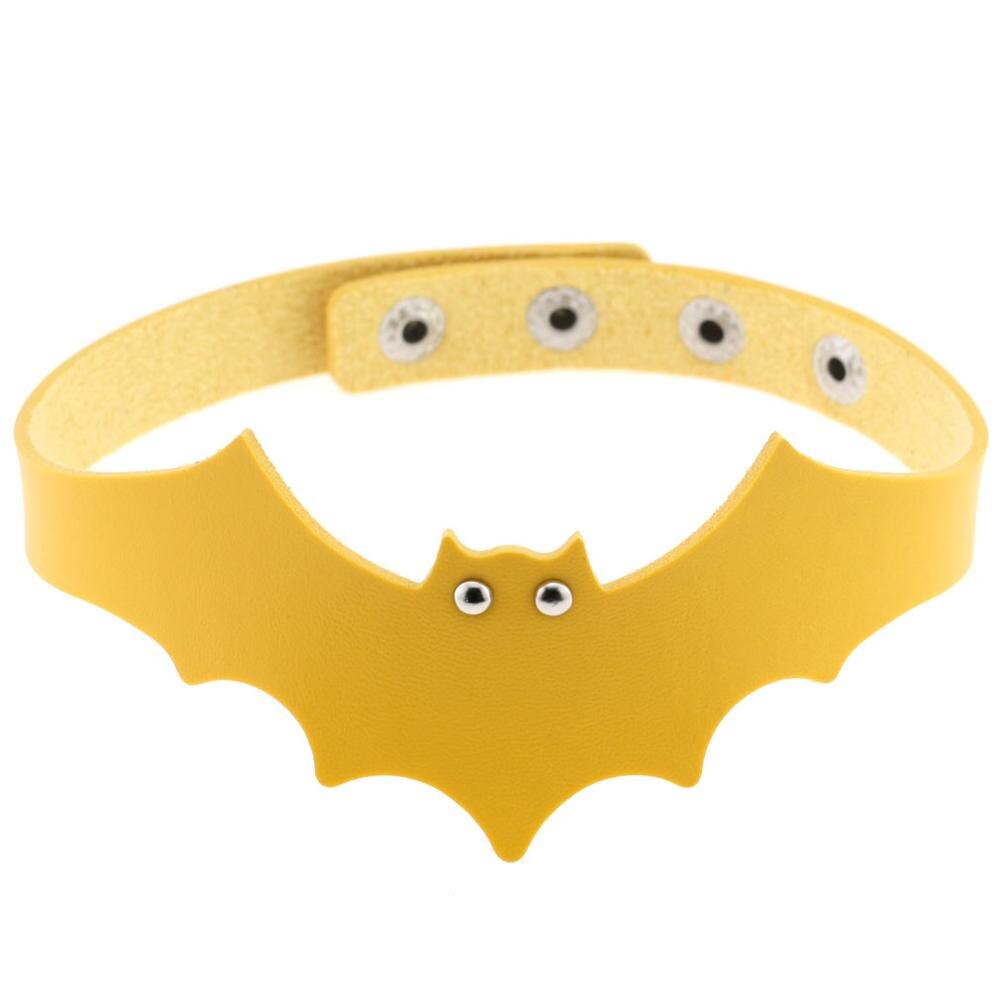 Small Devil Black PULeather Bat Wing Choker Handmade Nightclub Vampire Collar Clavicle Necklace Halloween Women: yellow