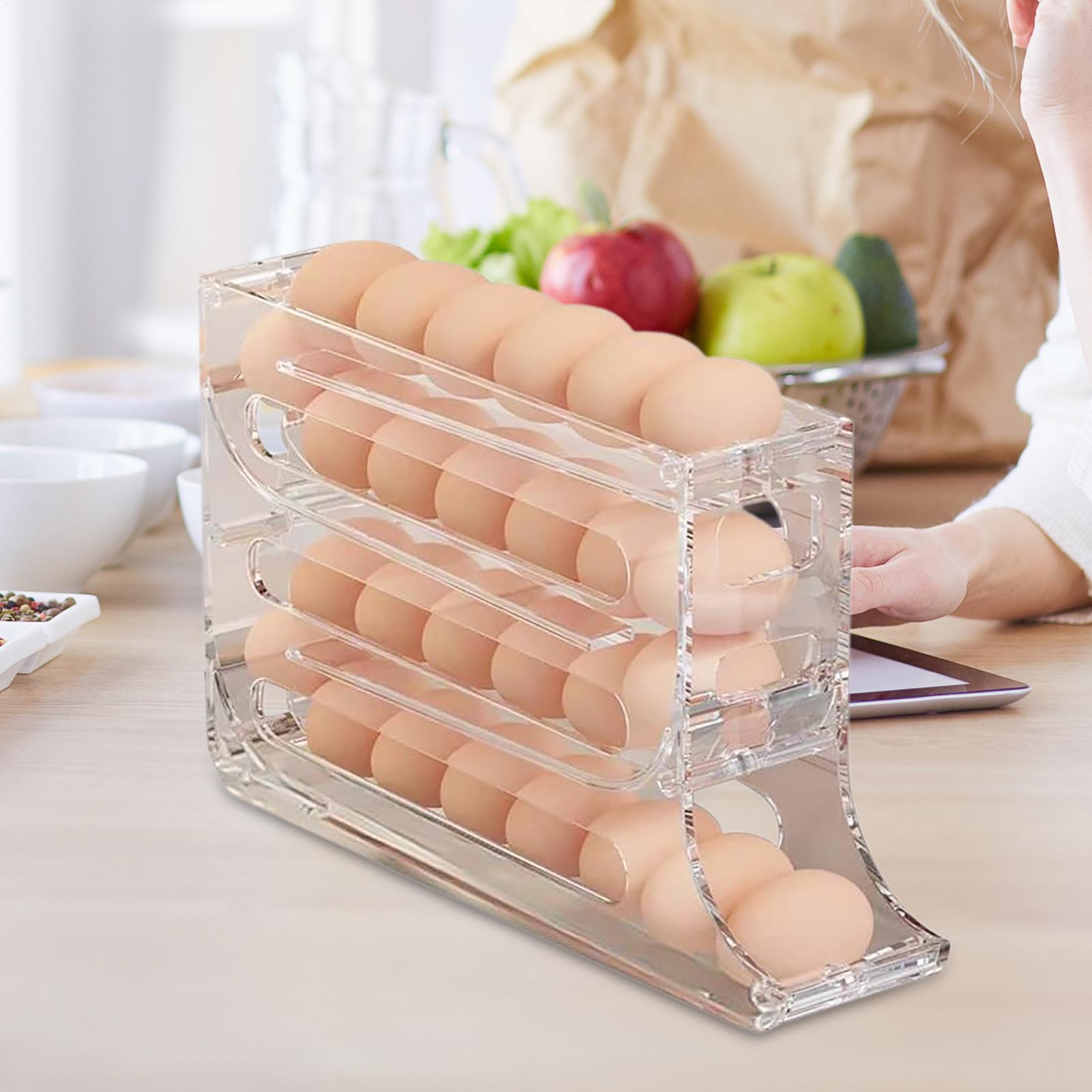 Kühlschrank-Eierhalter mit Automatischer Rollfunktion, Platzsparende Eieraufbewahrungsbox für Kühlschränke und Schränke