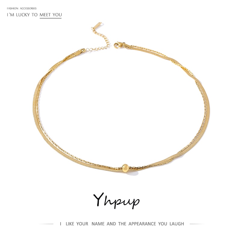 Yhpup Statement Kraag Choker Rvs Ketting Voor Vrouwen Charm Metalen Collares Sieraden Mode Ketting