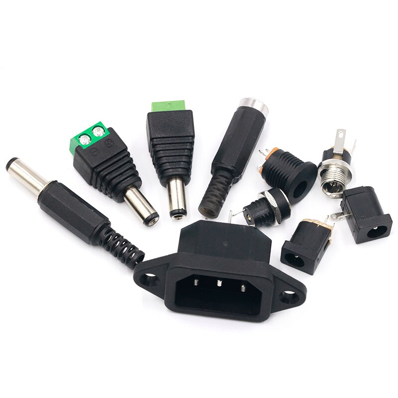 10Pcs Dc Power Connector Pin 2.1X5.5Mm Vrouw Plug Jack + Stekker Jack Socket Adapter Pcb mount Diy Adapter Connector 2.1X5.5