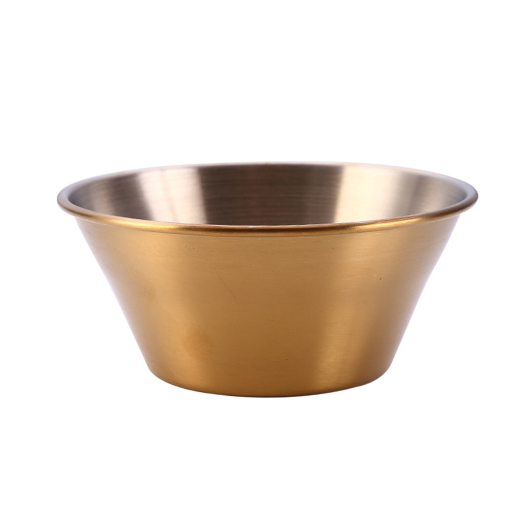 Stainless Steel Small Plate Food Snack Dish Sauce Plate Seasoning Dish SeasoningSteel Tapered Shape Dish Stainless: Gold 