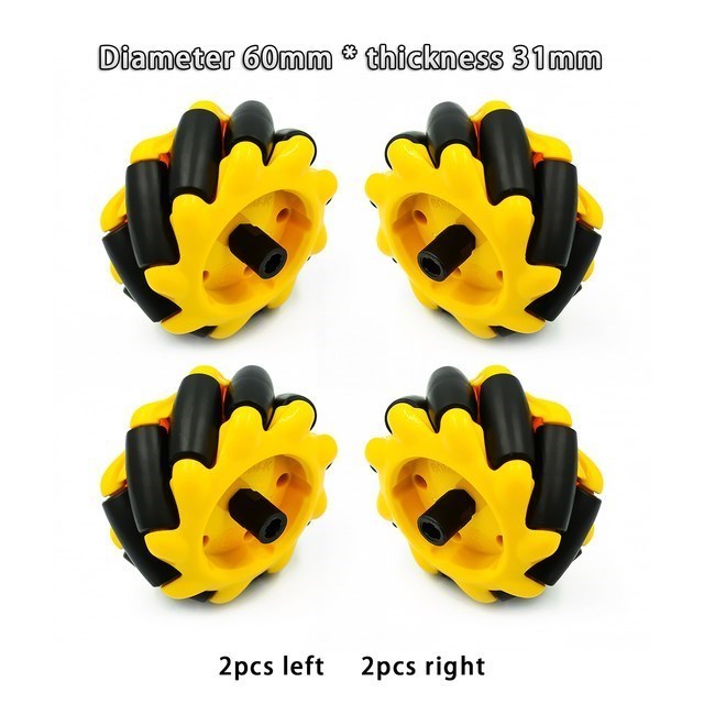 Roue Mecanum en plastique de haute dureté, 4 pièces/lot, 48mm 60mm 80mm 97mm, omnidirectionnelle pour moteur TT, voiture Robot intelligente avec moyeux de 6mm: Rouge