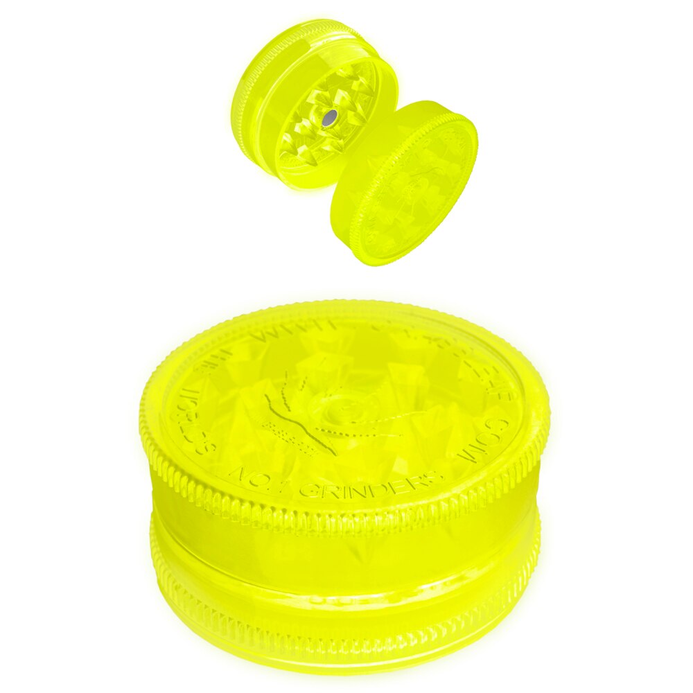 Hibron Grinder 2 Piezas. Molinillo de Hierbas. Grabado Hoja de marihuana.: 1901955-amarillo