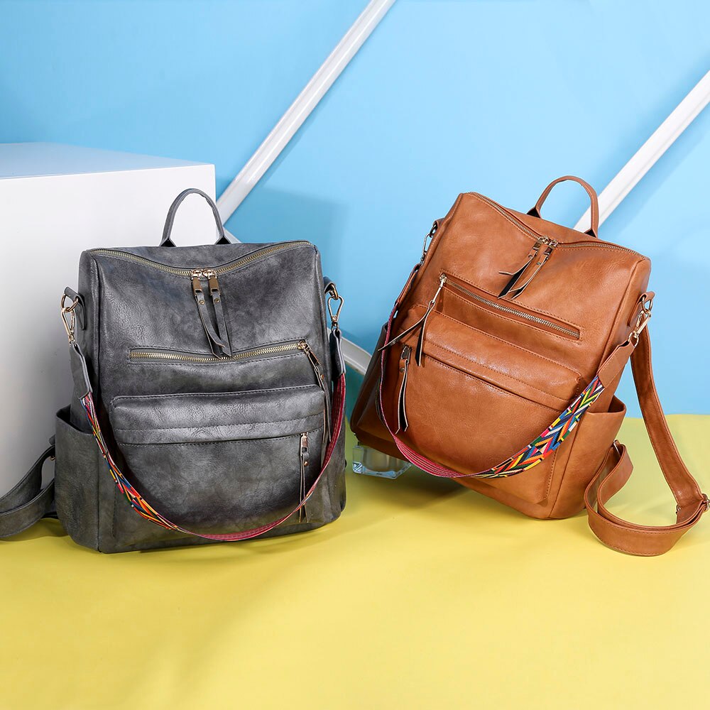 Retro Grote Rugzak Vrouwen Pu Lederen Rugzak Vrouwen Knapzak Reizen Rugzakken Schouder Schooltassen Mochila Rugzak