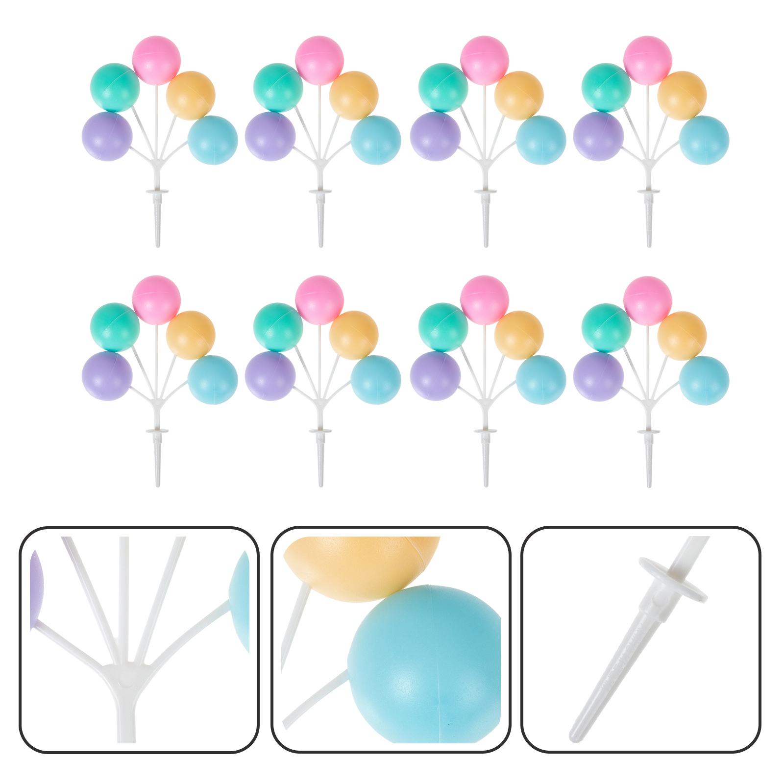 8 Pcs Cake Picks Cupcake Toppers Dessert Inserting Adorns Balloon Shape Toppers