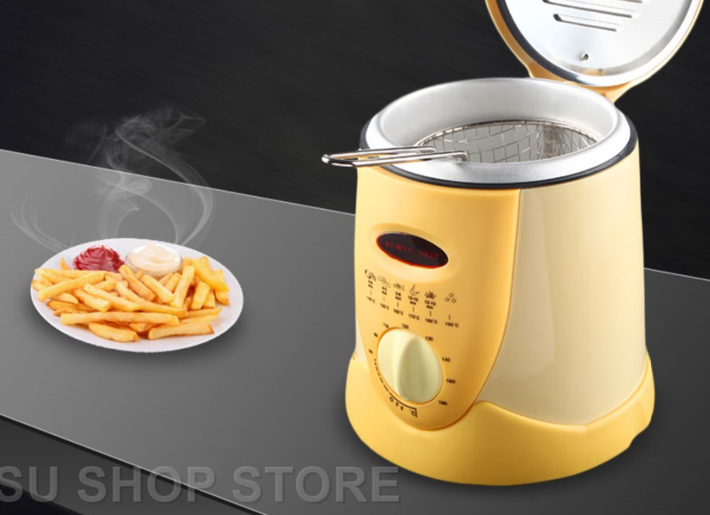 Bezdymny wielofunkcyjny patelnia 0.9L mini olej elektryczny frytownica piekarnik frytki grill kurczak smażjeden ryby garnek maszyna