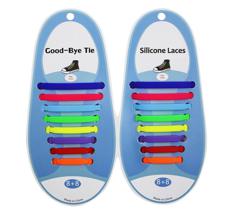 16 teile/satz Elastische Silikon Schnürsenkel Kreative Faul Silikon Laufende Keine Krawatte Gummi Spitze Schuhe Zubehör für mann frauen unisex: Farbe Mischen