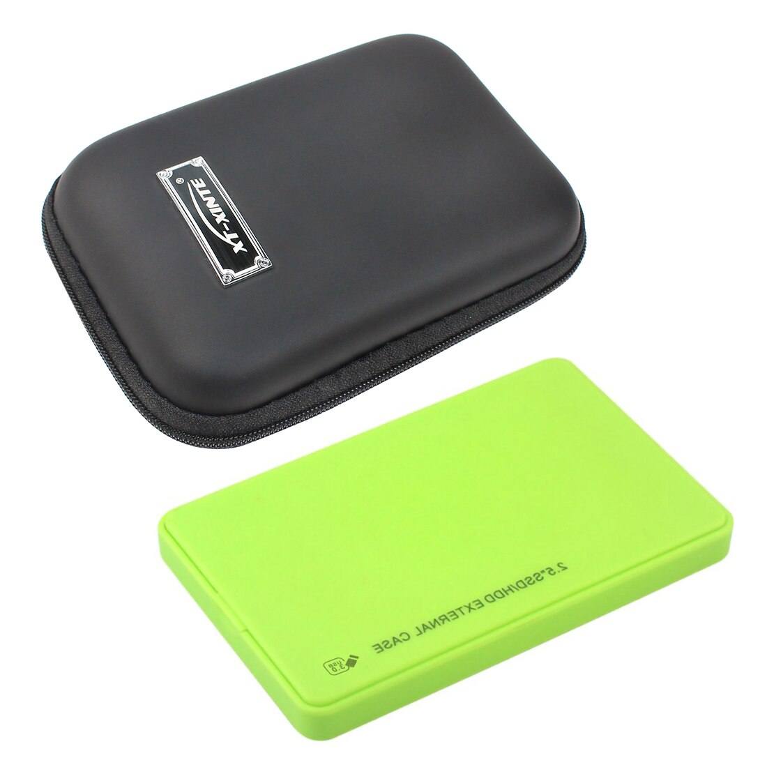 2.5" USB 3.0 SATA HD Box 5Gbps HDD Hard Drive External Enclosure Case Data Transfer Backup Tool with Organizer Storage Bag: Green