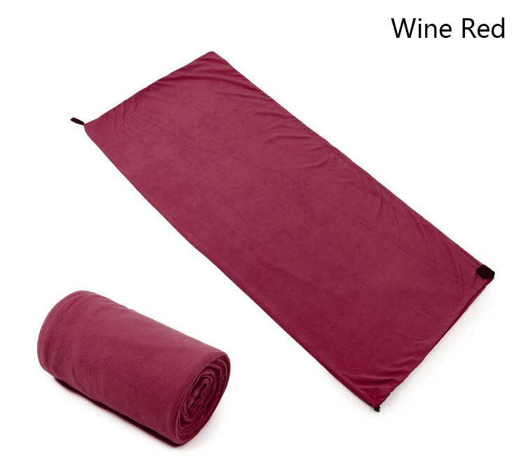 Fleece liner sovsäck vuxen camping inomhus hotell smutsavvisande ultralätt bärbar fleece sovsäck: Vin, röd