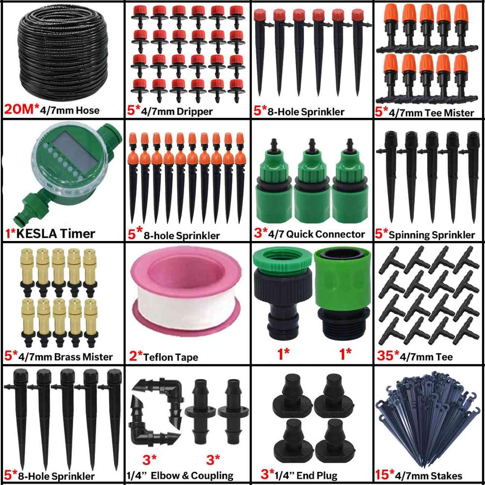 5-50M Garden Automatic Watering System Timer Control Drip Irrigation Water Dripper Mist Nozzle Sprinkler Watering Kit Greenhouse: KSL01-KIT115-20M-B