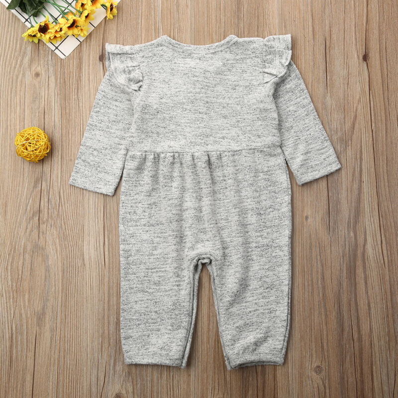 Knitted Newborn Infant Baby Boy Girl Cotton Romper Jumpsuit Boys Girl Fly Long Sleeve Rompers Gray Autumn Clothes Outfit