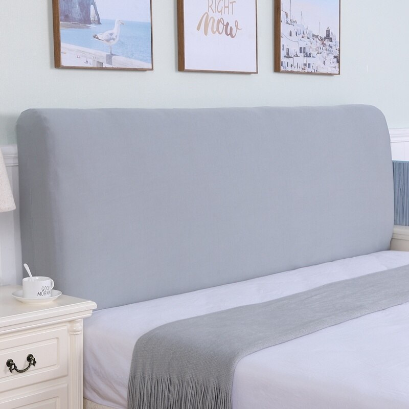 Couvre-lit élastique en peluche, épais, Protection contre la poussière, housse souple pour tête de lit et tête de lit: Light grey Bedspread / W200xH50-65cm