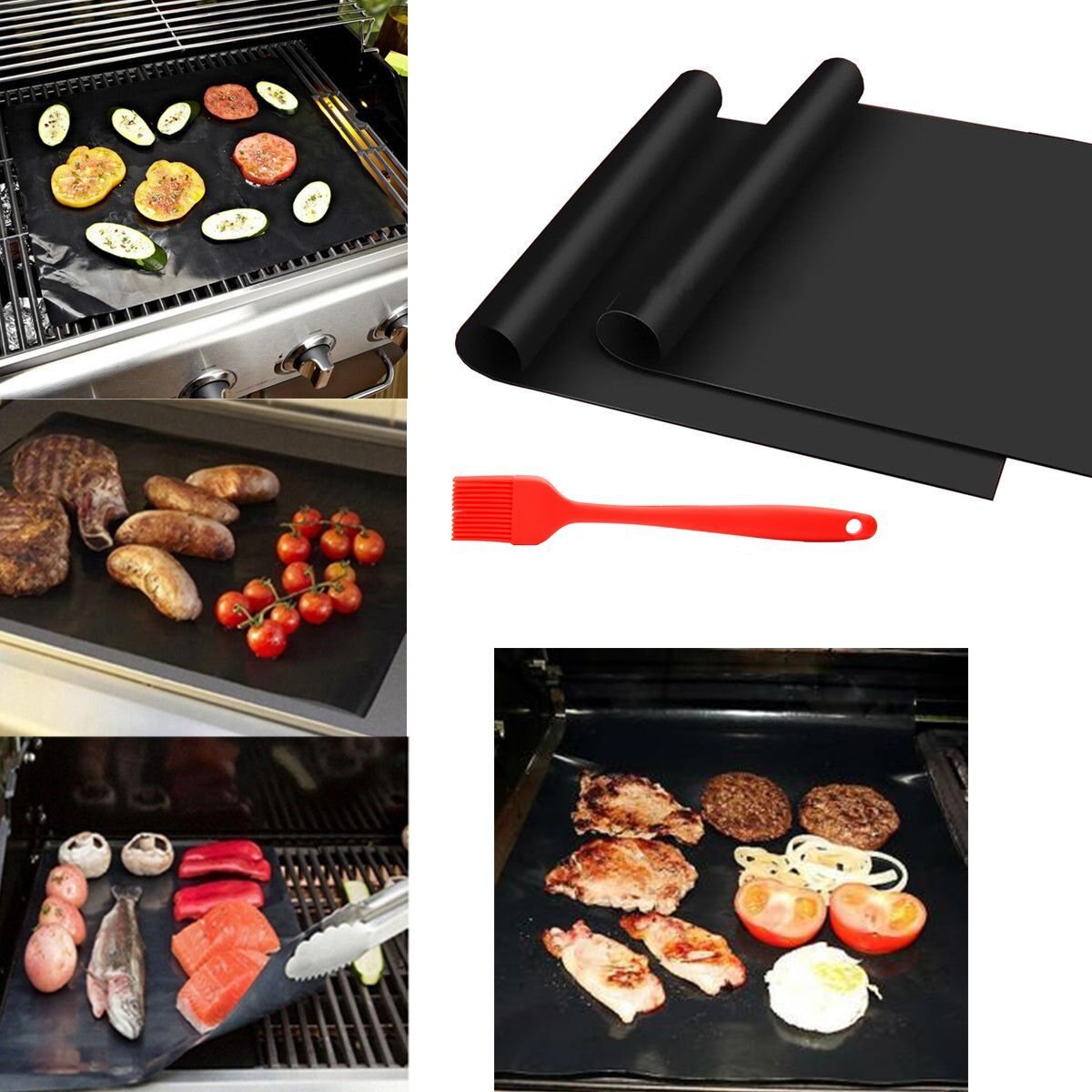 Ptfe Non-stick Bbq Accessoires Grill Mat Barbecue Outdoor Bakken Pad Herbruikbare Bbq Koken Plaat Voor Party Grill Mat gereedschappen