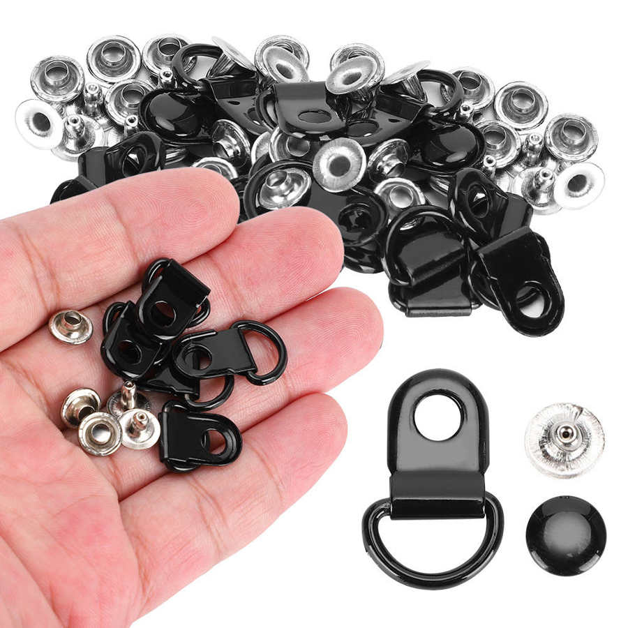 Lädernitar nagellack 100 set skosnörskrok d-ring ögla spänne mässing sko läder diy nitverktyg glans 9 x 14mm