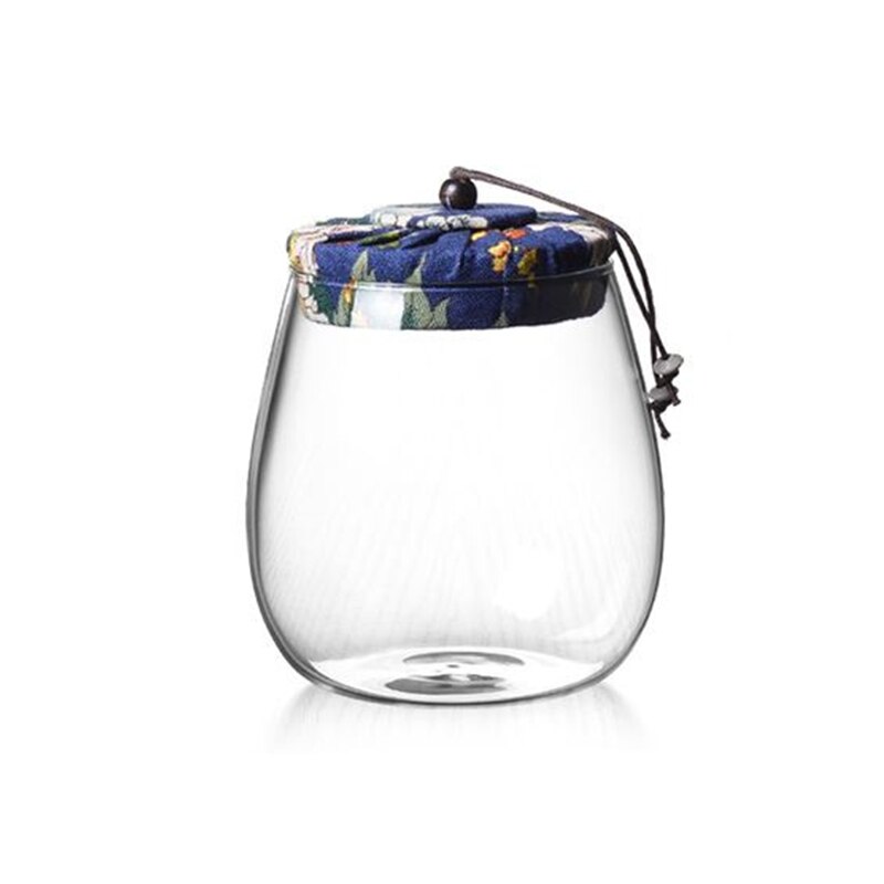1000ml Glass Food Storage Jars, Borosilicate Glass Containers with Cloth Lid, Kitchen Storage Container, Glass Canister Set: Blue