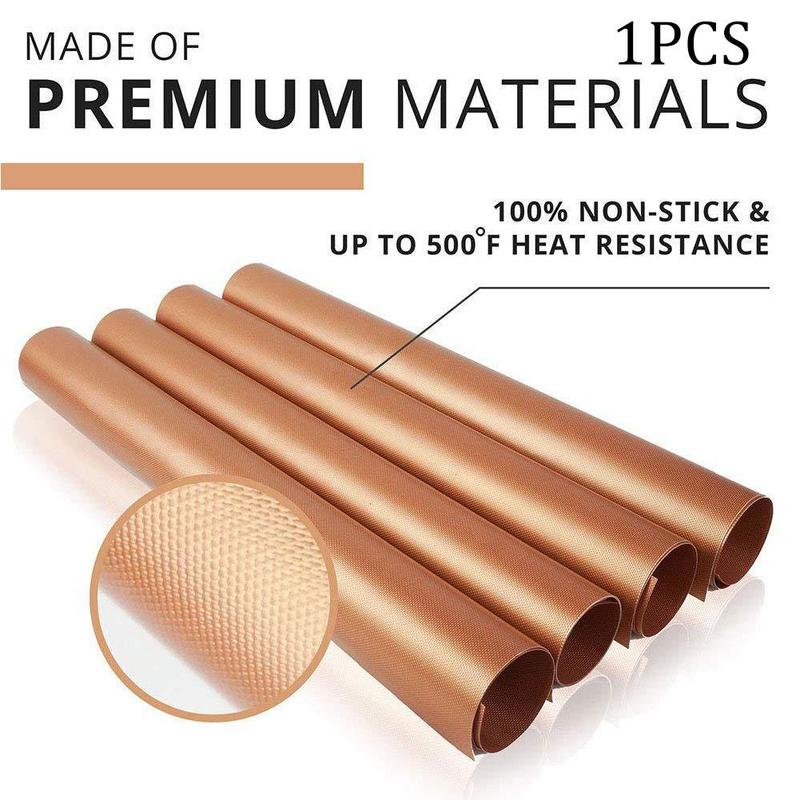 BBQ Grill Mat Copper Non-stick Barbecue Baking Liners Cooking Clean Sheets Easy Reusable PTFE Bakeware Sheet J1K9