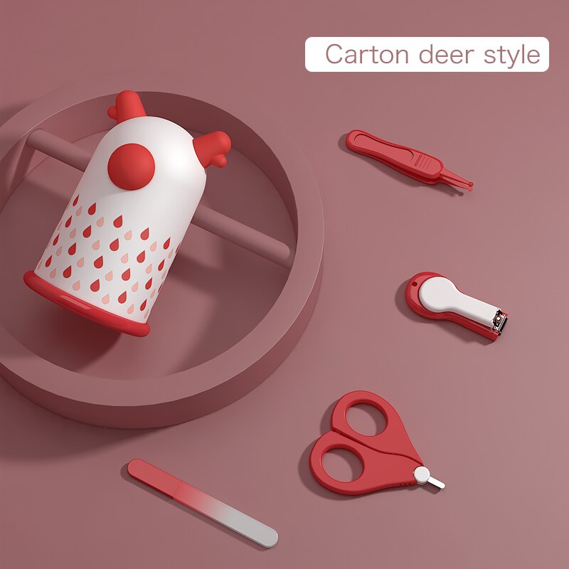 Cortauñas para bebé, tijeras, pinzas, Kit de cortaúñas para recién nacido, cuidado del bebé, Herramientas de limpieza de uñas para niños: Cartoon Deer