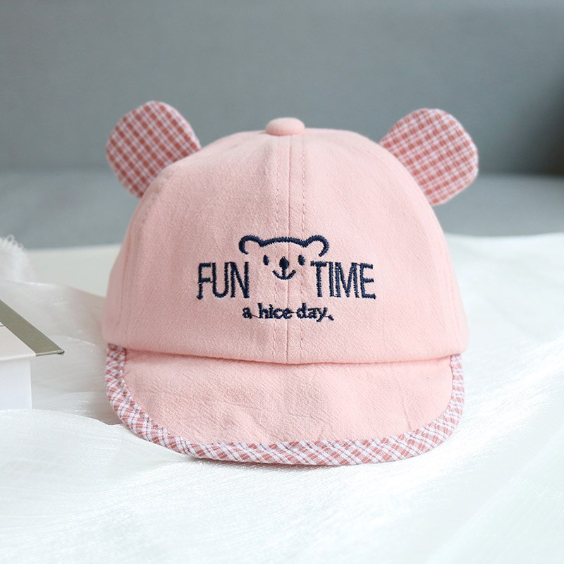 Cartoon Beer Baby Cap Met Oren Zachte Katoen Borduren Baby Meisje Jongen Kids Baseball Cap Lente Zomer Verstelbare Baby Zon hoed: pink