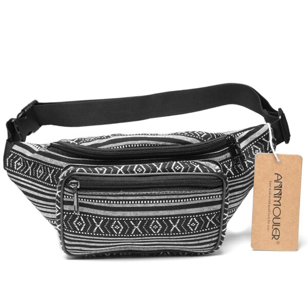 Annmouler mærke kvinder talje taske lærred fanny pack stor kapacitet talje bælte tas skul & rose hofte bryst taske til piger