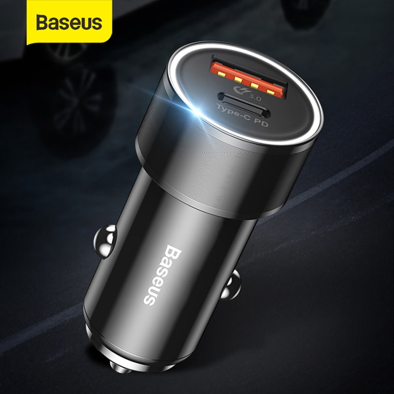 Baseus Auto Telefon Ladegerät USB schnell aufladen für iPhone X 8 8P Huawei Schnelle Ladegerät Adapter Buchse 36W typ-C PD Auto Auto Ladung