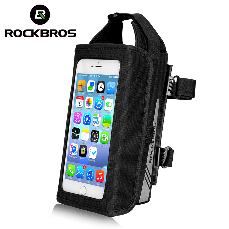 Rockbros Bike Bag Tpu Touch Screen Regendicht Fiets Telefoon Tas Mtb Road Magnetische Voorkant Fietstas 6.2 Inch Fiets Accessoires