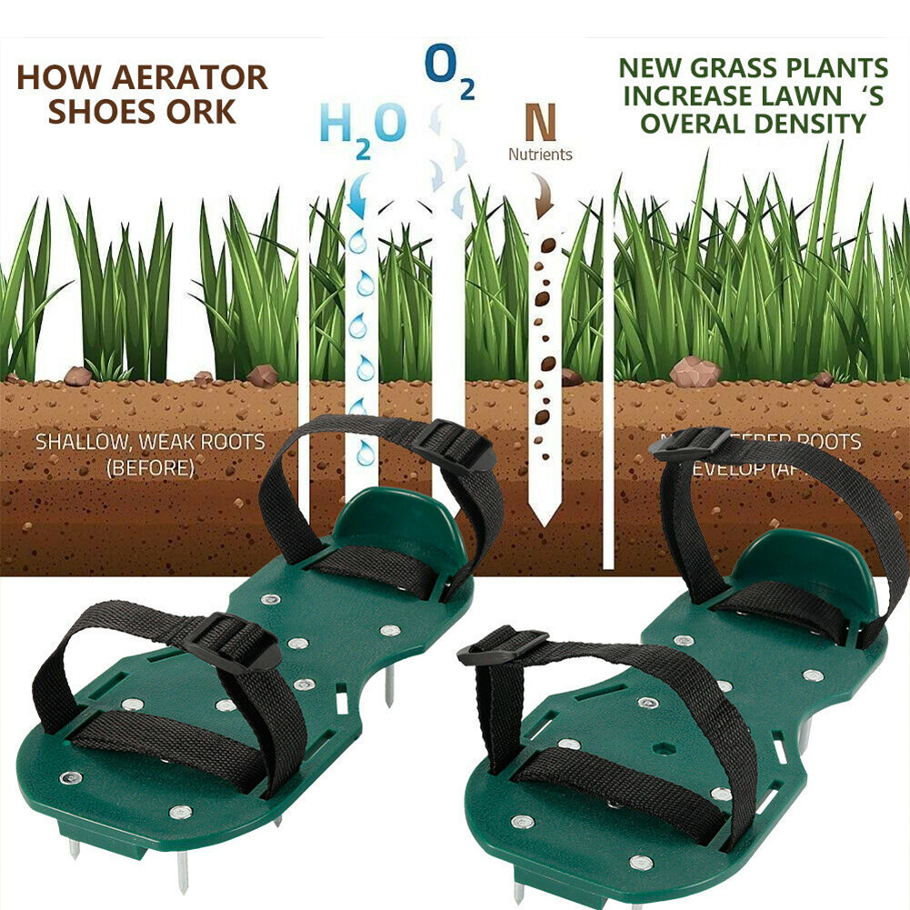 1Pair Shoes Nail Cultivator Yard Garden Tool Lawn Aerator Shoes Shoelace Garden Yard Grass Cultivator Scarification Nail Tool