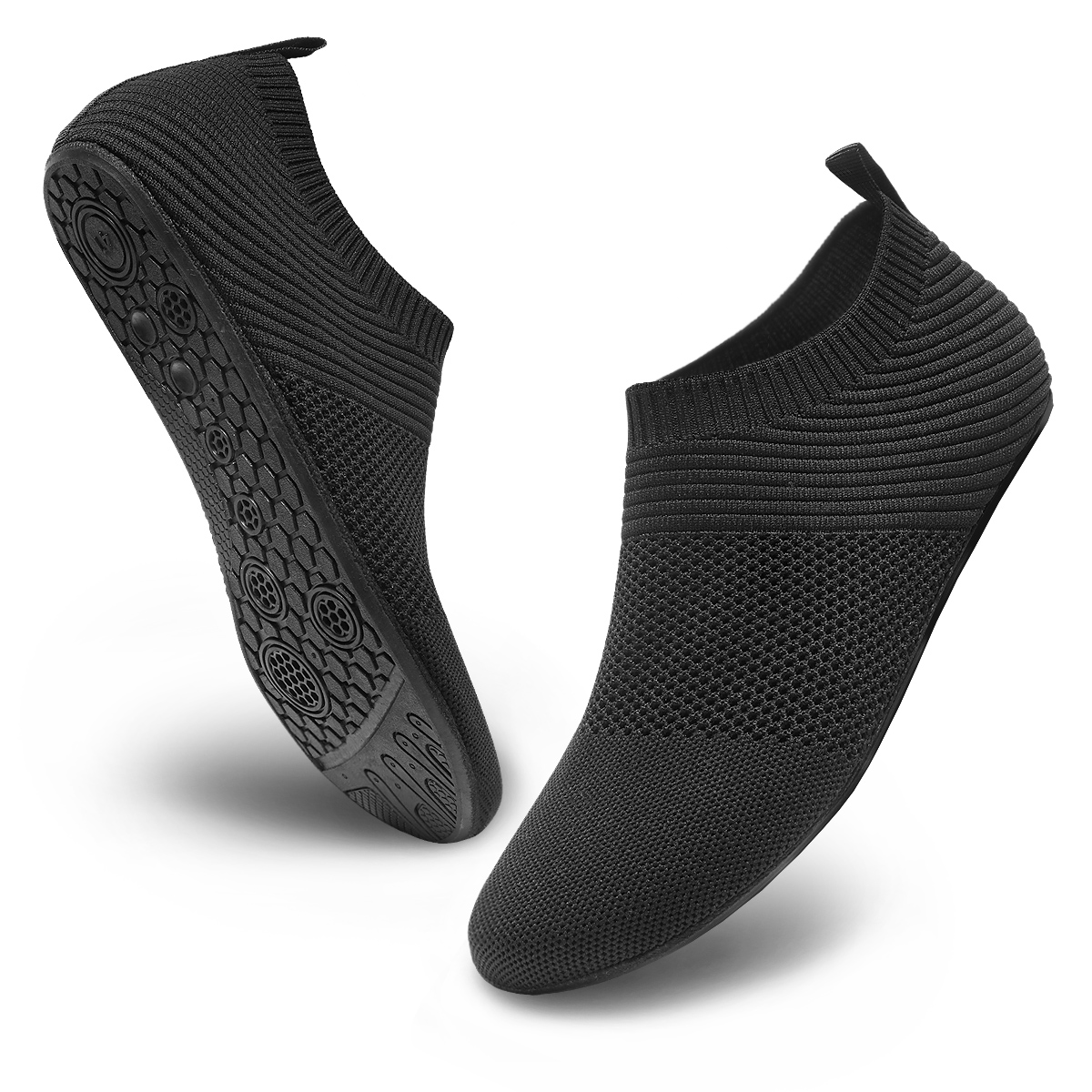Womens Mens Water Shoes Barefoot Quick-Dry Aqua Socks for Beach Swim Surf Water Sport: black / 36