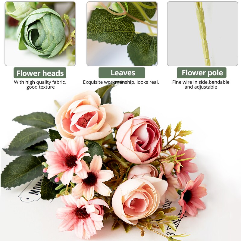 Kunstmatige Bloemen Boeket Zijde Pioen Rose Bruiloft Decoratie Bloem Zijde Bloemen Home Decoratie Accessoires