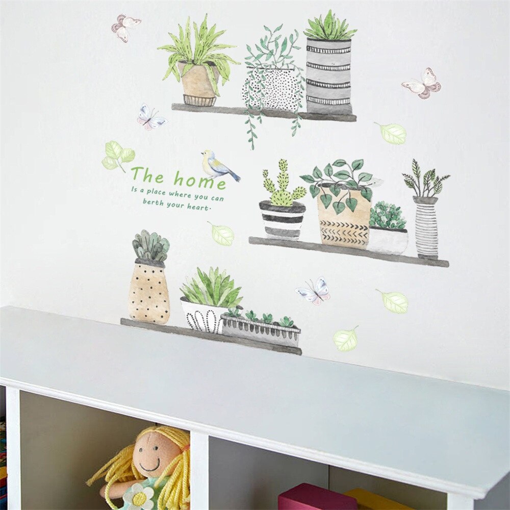 Decoratieve Schilderkunst Bedroomliving Kamer Tv Stickers Muurschildering Cactus Muursticker