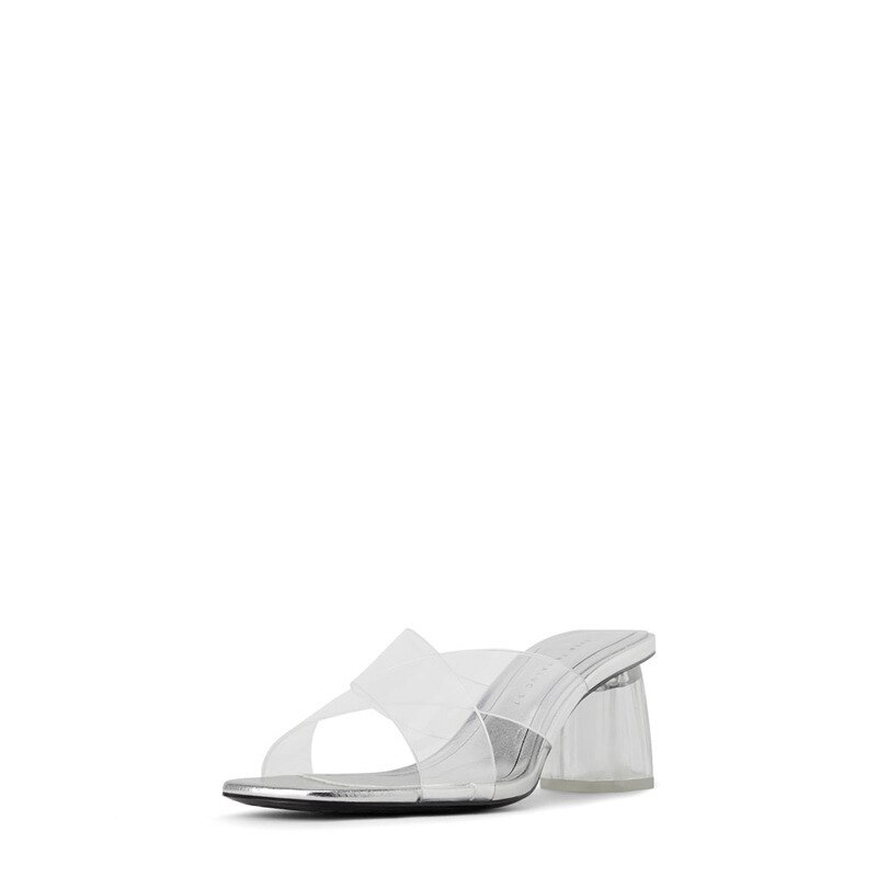 Zomer blokhak dames transparante dames slippers kruisgestrikte zomerschoenen