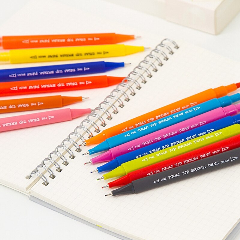 Twin Marker Journal Pens Double Tip Head Marker Watercolor Pen Drawing Colors Brush Pen Sets