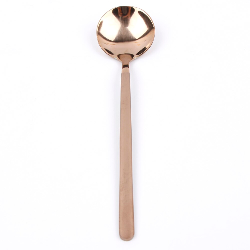 Cuillère à café créative en acier inoxydable 304 | Petites cuillères rondes, cuillère à soupe à dessert, cuillère à thé en métal offre spéciale: rose gold