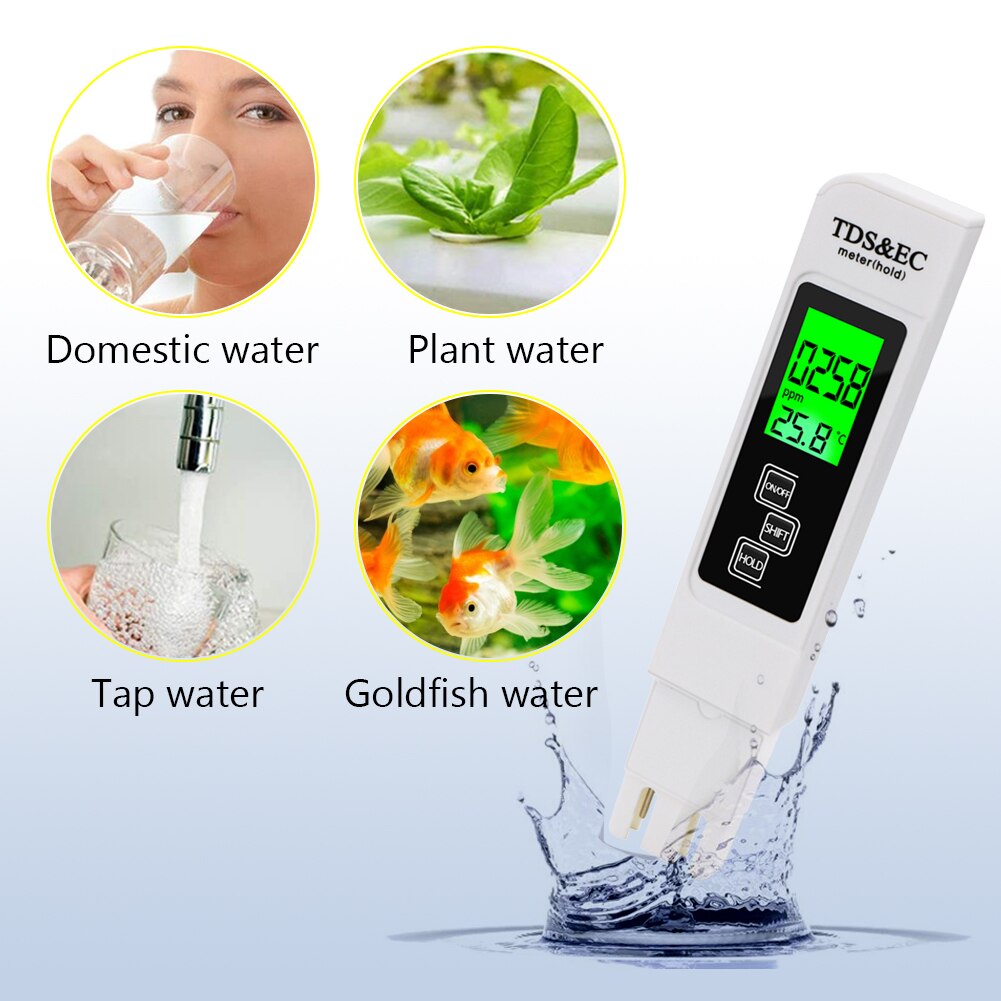 Portable Water Test Pen PH Meter EC TDS Tester Digital Water Hardness Measuring Instrument Water Analyzer Tool Test Pen