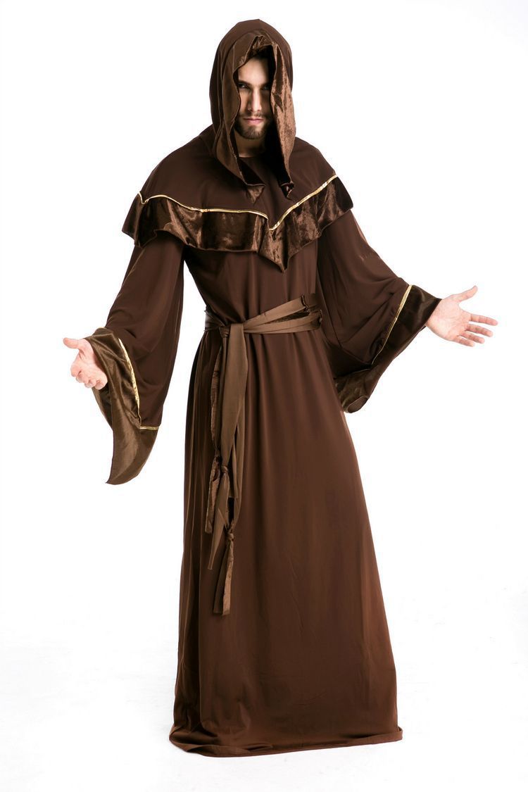 Troldmand cosplay halloween kostume til mænd middelalderlig munk middelalder renæssance kostume gamle tøj vintage kristen jakkesæt