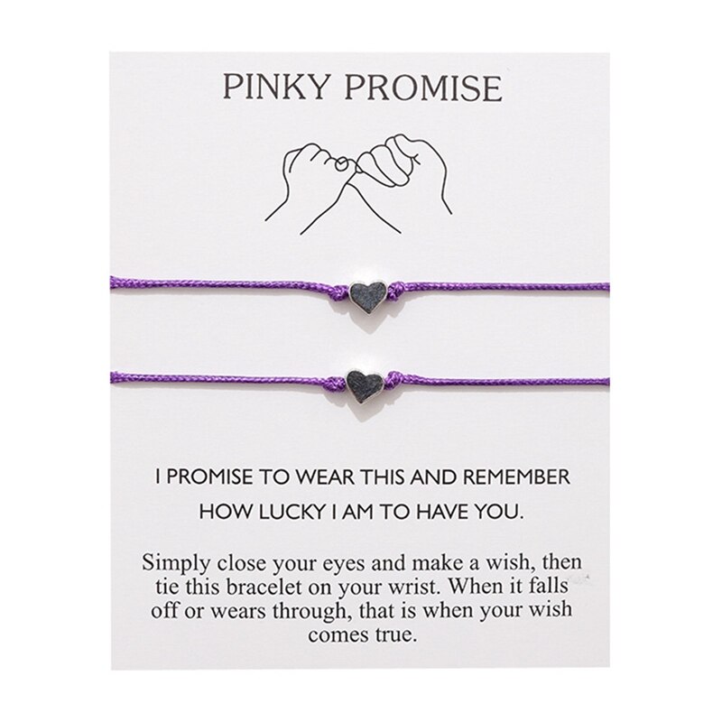 Pinky Promise Distance-Pulseras a juego para mejores amigos, pareja, familia, mujer, hombre, chicas adolescentes con tarjeta: BL4856PP